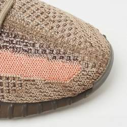 Pre Owned Yeezy x Adidas Brown Knit Fabric Boost 350 V2 Ash Stone Sneakers Size 46 2/3