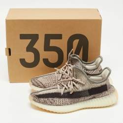 Yeezy x Adidas Brown/White Knit Fabric Boost 350 V2 Zyon Sneakers Size 40