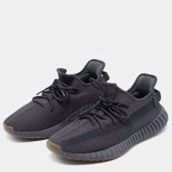 Pre Owned Yeezy x Adidas Black Knit Fabric Boost 350 V2 Cinder Sneakers Size 44