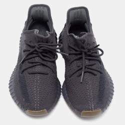 Pre Owned Yeezy x Adidas Black Knit Fabric Boost 350 V2 Cinder Sneakers Size 44