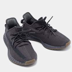 Pre Owned Yeezy x Adidas Black Knit Fabric Boost 350 V2 Cinder Sneakers Size 44