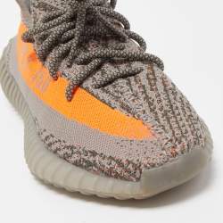 Pre Owned Yeezy x Adidas Grey Knit Fabric Boost 350 V2  Sneakers Size 40