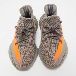 Pre Owned Yeezy x Adidas Grey Knit Fabric Boost 350 V2  Sneakers Size 40