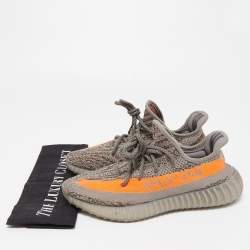 Pre Owned Yeezy x Adidas Grey Knit Fabric Boost 350 V2  Sneakers Size 40
