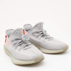 Pre Owned Yeezy x Adidas Grey Knit Fabric Boost 350 V2 Tail Light Sneakers Size 46