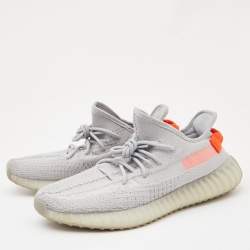 Pre Owned Yeezy x Adidas Grey Knit Fabric Boost 350 V2 Tail Light Sneakers Size 46