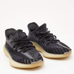 Pre Owned Yeezy x Adidas Black Knit Fabric Boost 350 V2 Asriel Carbon Sneakers Size 36 2/3