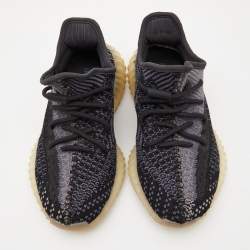 Pre Owned Yeezy x Adidas Black Knit Fabric Boost 350 V2 Asriel Carbon Sneakers Size 36 2/3