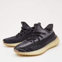 Pre Owned Yeezy x Adidas Black Knit Fabric Boost 350 V2 Asriel Carbon Sneakers Size 36 2/3