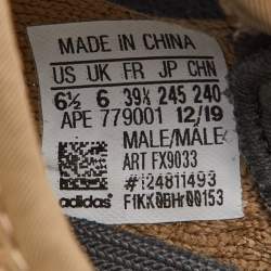 Pre Owned Yeezy x Adidas Brown Knit Fabric Boost 350 V2  Earth Sneakers Size 39 1/3