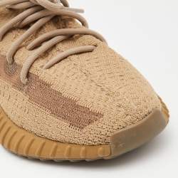 Pre Owned Yeezy x Adidas Brown Knit Fabric Boost 350 V2  Earth Sneakers Size 39 1/3