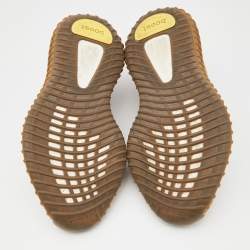 Pre Owned Yeezy x Adidas Brown Knit Fabric Boost 350 V2  Earth Sneakers Size 39 1/3