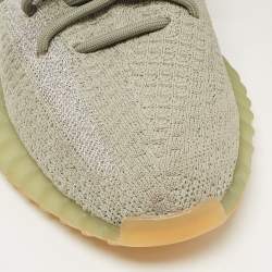 Pre Owned Yeezy x Adidas Green Knit Fabric Boost 350 V2 Desert Sage Sneakers Size 38 2/3