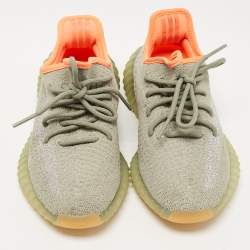 Pre Owned Yeezy x Adidas Green Knit Fabric Boost 350 V2 Desert Sage Sneakers Size 38 2/3