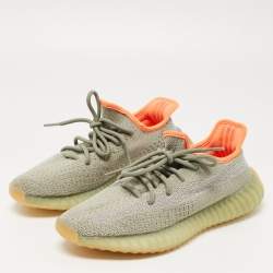 Pre Owned Yeezy x Adidas Green Knit Fabric Boost 350 V2 Desert Sage Sneakers Size 38 2/3