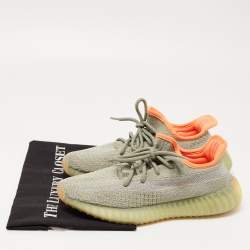 Pre Owned Yeezy x Adidas Green Knit Fabric Boost 350 V2 Desert Sage Sneakers Size 38 2/3