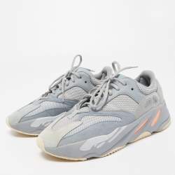 Pre Owned Yeezy x Adidas Blue/Grey Mesh and Suede Boost 700 Inertia Sneakers Size 43 1/3