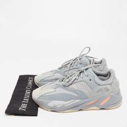 Pre Owned Yeezy x Adidas Blue/Grey Mesh and Suede Boost 700 Inertia Sneakers Size 43 1/3