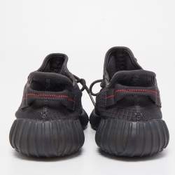 Pre Owned Yeezy x adiddas Black Knit Fabric 350-V2 Static Black Reflective Sneakers Size 44
