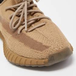 Pre Owned Yeezy x adiddas Brown Knit Fabric 350-v2 Earth Sneakers Size 44