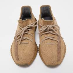 Pre Owned Yeezy x adiddas Brown Knit Fabric 350-v2 Earth Sneakers Size 44