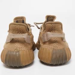 Pre Owned Yeezy x adiddas Brown Knit Fabric 350-v2 Earth Sneakers Size 44