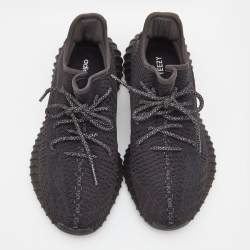 Pre Owned Adidas Yeezy Black Knit Fabric Boost 350 V2 Black Sneakers Size 40