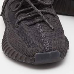 Pre Owned Adidas Yeezy Black Knit Fabric Boost 350 V2 Black Sneakers Size 40