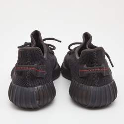 Pre Owned Adidas Yeezy Black Knit Fabric Boost 350 V2 Black Sneakers Size 40