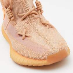 Pre Owned Yeezy x Adidas Orange Knit Fabric Boost 350 V2 Clay Sneakers Size 43 1/3