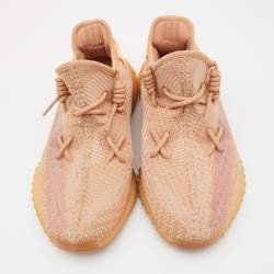 Pre Owned Yeezy x Adidas Orange Knit Fabric Boost 350 V2 Clay Sneakers Size 43 1/3