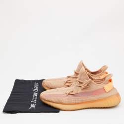 Pre Owned Yeezy x Adidas Orange Knit Fabric Boost 350 V2 Clay Sneakers Size 43 1/3