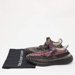 Pre Owned Yeezy x Adidas Black Knit Fabric Boost 350 V2 Yecheil Sneakers Size 43 1/3