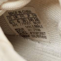Pre Owned Yeezy x Adidas White Knit Fabric Boost 350 V2 Triple White Sneakers Size 39 1/3