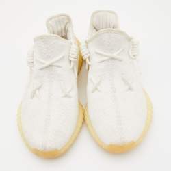 Pre Owned Yeezy x Adidas White Knit Fabric Boost 350 V2 Cream Sneakers Size 43 1/3