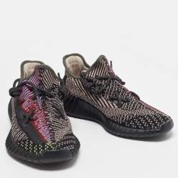 Pre Owned Yeezy x Adidas Black Knit Fabric Boost 350 V2 Yecheil Sneakers Size 40 2/3