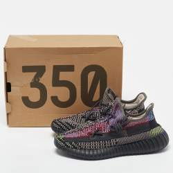 Pre Owned Yeezy x Adidas Black Knit Fabric Boost 350 V2 Yecheil Sneakers Size 40 2/3
