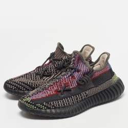 Pre Owned Yeezy x Adidas Black Knit Fabric Boost 350 V2 Yecheil Sneakers Size 40 2/3