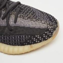 Pre Owned Yeezy x Adidas Black/Grey Knit Fabric Boost 350 V2 Carbon Sneakers Size 42