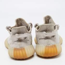 Pre Owned Yeezy x Adidas Grey Knit Fabric Boost 350 V2 Sesame Sneakers Size 39 1/3