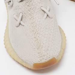 Pre Owned Yeezy x Adidas Grey Knit Fabric Boost 350 V2 Sesame Sneakers Size 39 1/3