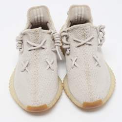 Pre Owned Yeezy x Adidas Grey Knit Fabric Boost 350 V2 Sesame Sneakers Size 39 1/3