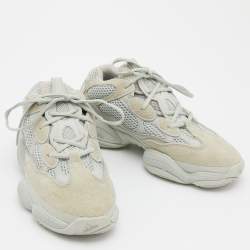 Pre Owned Yeezy x Adidas Mint Mesh,Leather and Suede 500 Salt Sneakers Size 39 1/3