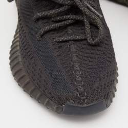Pre Owned Yeezy x Adidas Black Knit Fabric Boost 350 V2 Static Sneakers Size 39 1/3