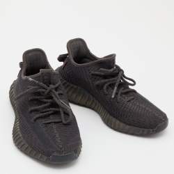 Pre Owned Yeezy x Adidas Black Knit Fabric Boost 350 V2 Static Sneakers Size 39 1/3