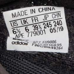 Pre Owned Yeezy x Adidas Black Knit Fabric Boost 350 V2 Static Sneakers Size 39 1/3