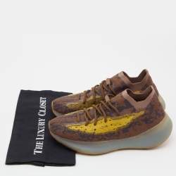 Pre Owned Yeezy x Adidas Brown/Yellow Knit Fabric and Mesh Boost 380 LMNTE Sneakers Size 42 2/3