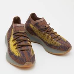 Pre Owned Yeezy x Adidas Brown/Yellow Knit Fabric and Mesh Boost 380 LMNTE Sneakers Size 42 2/3
