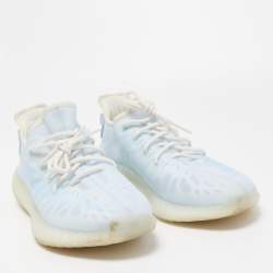 Pre Owned Yeezy x Adidas Light Blue Mesh Boost 350 V2 Mono Ice Sneakers Size 46 2/3