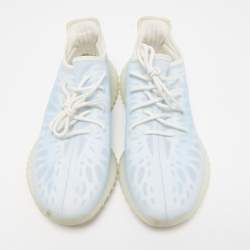 Pre Owned Yeezy x Adidas Light Blue Mesh Boost 350 V2 Mono Ice Sneakers Size 46 2/3